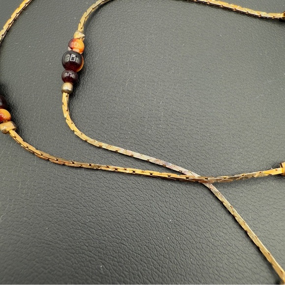Korea 1960s Elegant Gold and Brown Beaded Necklace - Picture 12 of 14